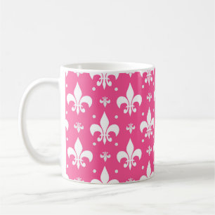 Roze Achtergrond Fleur-de-lis Patroonontwerp Koffiemok