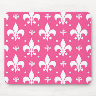Roze Achtergrond Fleur-de-lis Patroonontwerp Muismat
