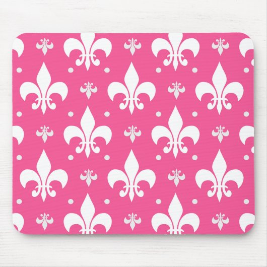 Roze Achtergrond Fleur-de-lis Patroonontwerp Muismat (Voorkant)