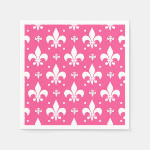 Roze Achtergrond Fleur-de-lis Patroonontwerp Servet