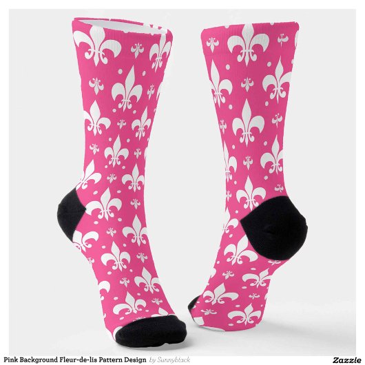 Roze Achtergrond Fleur-de-lis Patroonontwerp Sokken