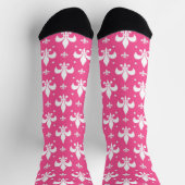 Roze Achtergrond Fleur-de-lis Patroonontwerp Sokken (Top)