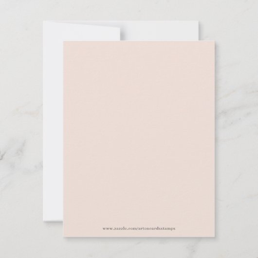 Roze achtergrond grijze bloem bedankkaart (Achterkant)