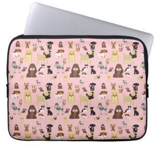 roze achtergrond honden patroon. laptop sleeve