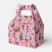 Roze Achtergrond Kerst Decoratief Patroon Bedankdoosjes (Achterkant)