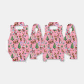 Roze Achtergrond Kerst Decoratief Patroon Bedankdoosjes (Uitgevouwen)