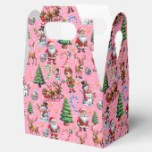 Roze Achtergrond Kerst Decoratief Patroon Bedankdoosjes (Geopend)