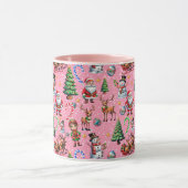Roze Achtergrond Kerst Decoratief Patroon Mok (Midden)