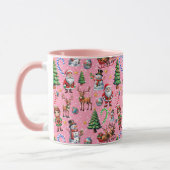 Roze Achtergrond Kerst Decoratief Patroon Mok (Links)