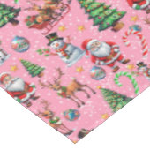 Roze Achtergrond Kerst Decoratief Patroon Tafelkleed (Gekanteld)