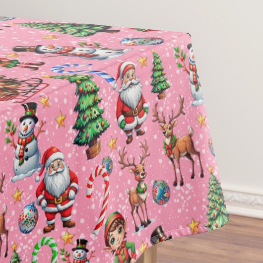 Roze Achtergrond Kerst Decoratief Patroon Tafelkleed