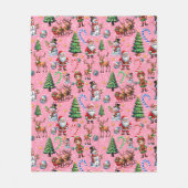 Roze Achtergrond Kerst Decoratiepatroon Fleece Deken (Voorkant)