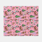 Roze Achtergrond Kerst Decoratiepatroon Fleece Deken (Voorkant (Horizontaal))