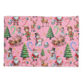 Roze Achtergrond Kerst Decoratiepatroon Kussensloop (Achterkant)