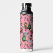 Roze Achtergrond Kerst Decoratiepatroon Waterfles (Rechts)