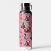 Roze Achtergrond Kerst Decoratiepatroon Waterfles (Achterkant)