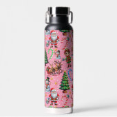 Roze Achtergrond Kerst Decoratiepatroon Waterfles (Voorkant)