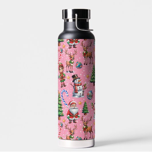 Roze Achtergrond Kerst Decoratiepatroon Waterfles (Links)