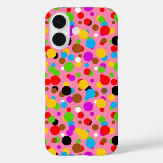 Roze Achtergrond Kleurrijke Polka Dots Case-Mate iPhone Case (Achterkant)