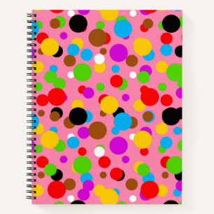 Roze Achtergrond Kleurrijke Polka Dots Notitieboek