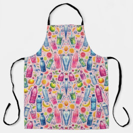 Roze Achtergrond Kleurrijke Waterflessen Schort