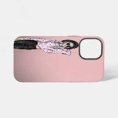 Roze achtergrond & lief meisje iPhone hoesje (Achterkant horizontaal)