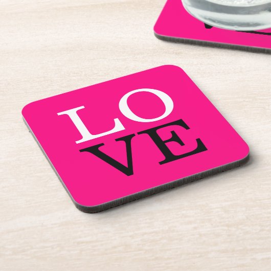 Roze Achtergrond Liefde Bruiloft Bier Onderzetter (Linkerzijde)