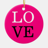 Roze Achtergrond Liefde Bruiloft Keramisch Ornament (Voorkant)