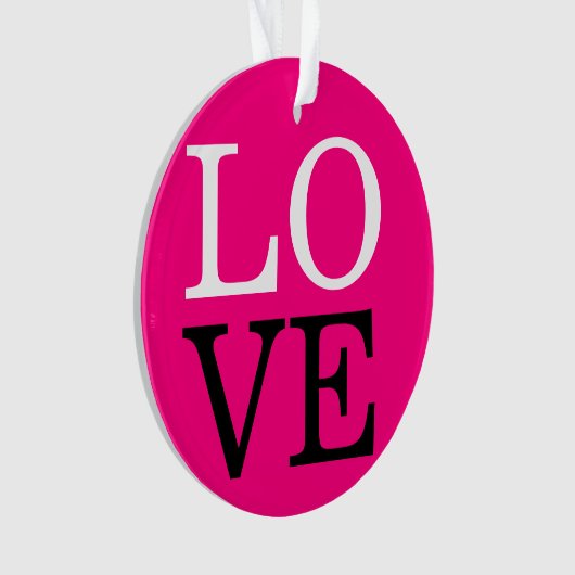 Roze Achtergrond Liefde Bruiloft Ornament (voorkant)