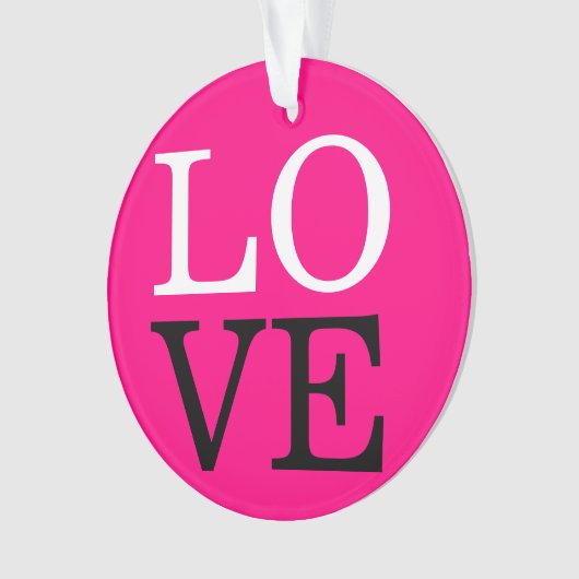 Roze Achtergrond Liefde Bruiloft Ornament (voorkant)
