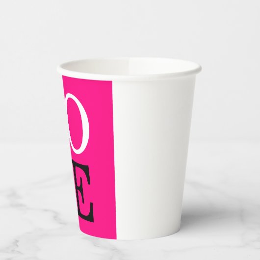 Roze Achtergrond Liefde Bruiloft Papieren Bekers (Links)