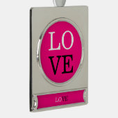 Roze Achtergrond Liefde Bruiloft Verzilverd Banner Ornament (Rechts)
