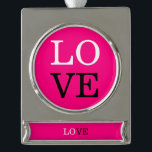 Roze Achtergrond Liefde Bruiloft Verzilverd Banner Ornament<br><div class="desc">Eenvoudige Minimalistische Moderne Ontwerpen. Ze zijn allemaal eenvoudig,  modern,  aantrekkelijk.</div>
