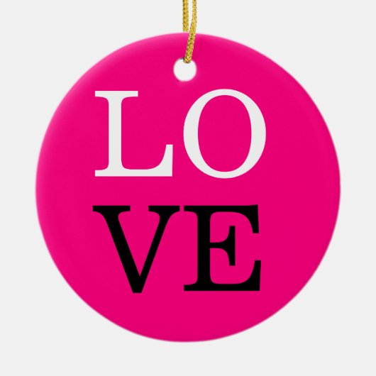 Roze Achtergrond Liefde Trouwdag Keramisch Ornament (Voorkant)