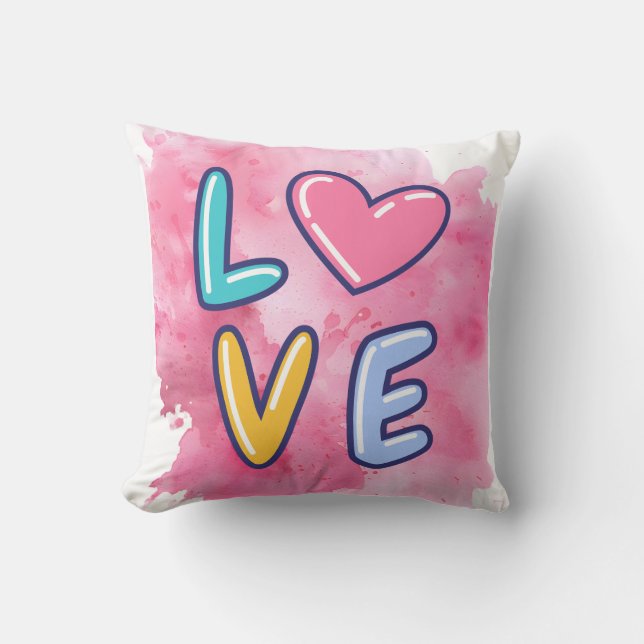 Roze Achtergrond Liefdesontwerp Kussen (Voorkant)
