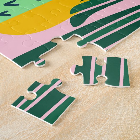 Roze achtergrond, met de hand getekend cactus patr legpuzzel (Zijkant)