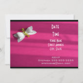 Roze achtergrond met een witte baarmoederdag kaart (Achterkant)