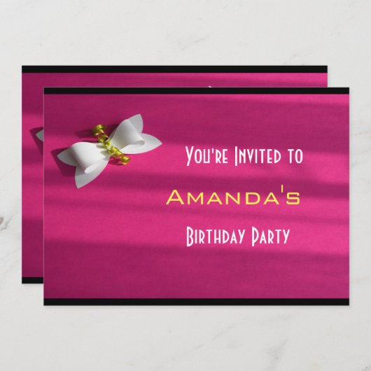 Roze achtergrond met een witte baarmoederdag kaart (Voorkant / Achterkant)