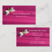 Roze achtergrond met een witte strik visitekaartje (Voorkant / Achterkant)