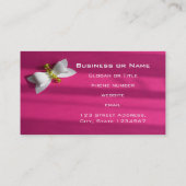 Roze achtergrond met een witte strik visitekaartje (Achterkant)