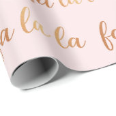 Roze achtergrond met gouden Fa La La Cadeaupapier (Rol Hoek)