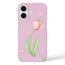 Roze Achtergrond met Tulpen Telefoonhoesje
