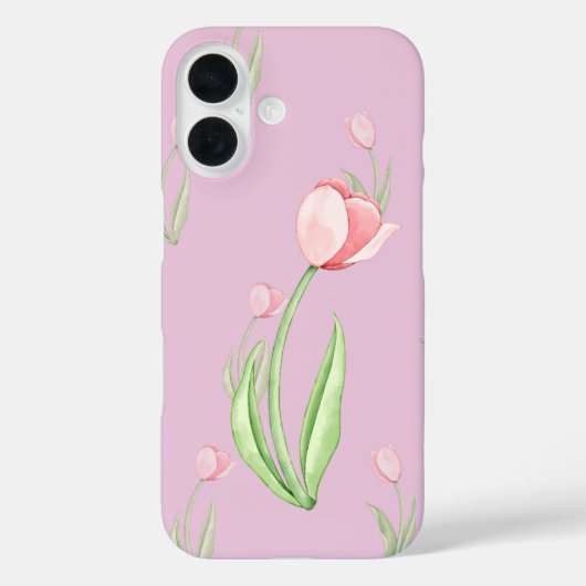 Roze Achtergrond met Tulpen Telefoonhoesje Case-Mate iPhone Case (Achterkant)