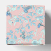 Roze achtergrond met vogels en bloemen bedankdoosjes (Bovenkant)