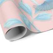Roze achtergrond met vogels en bloemen cadeaupapier (Rol Hoek)