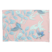 Roze achtergrond met vogels en bloemen kussensloop (Voorkant)
