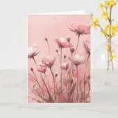 Roze achtergrond met wolfspoppies kaart (Gele Bloem)
