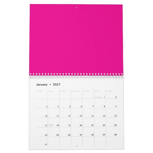Roze Achtergrond met Zwarte Grens Ontwerpideeën Kalender (Jan 2027)