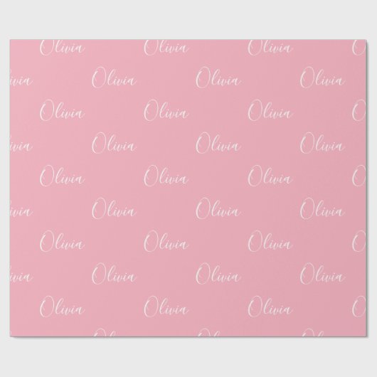 Roze achtergrond Naam Meisje Elegant Naam Cadeaupapier (Vlak)
