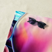 Roze achtergrond octopus Blue Ocean Wave Strandlaken (In situ)